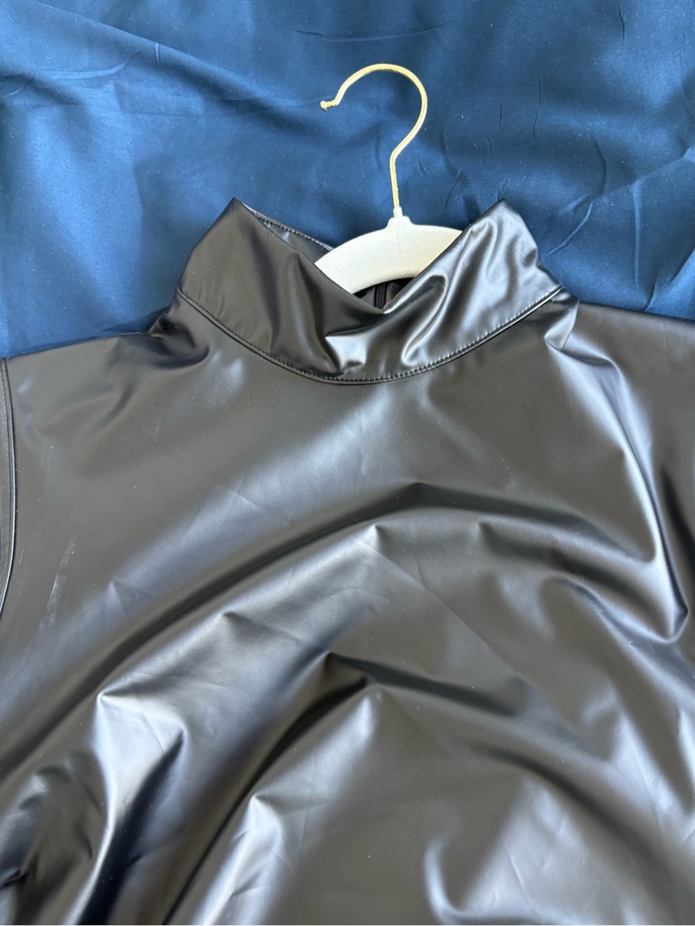 Sexy Mock Neck Faux Leather Maxi Dress - Black - Picture 3 of 5